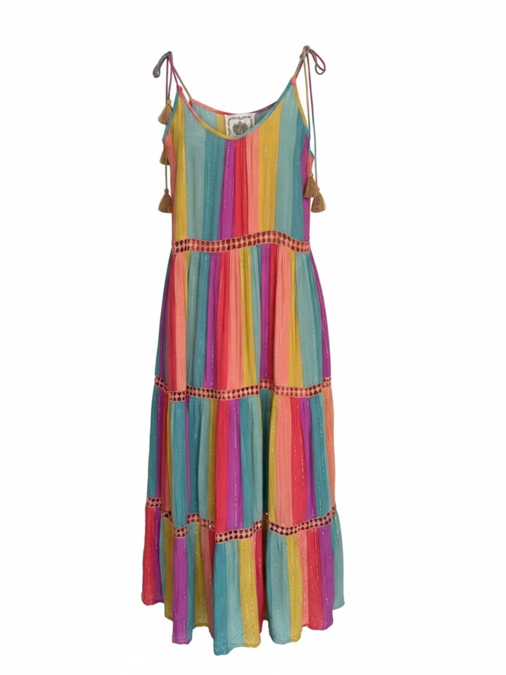 Z&L Made With Love By Anthropology Multi Color bohemian Maxi Dress Size S Small